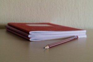 notebooks and pencil