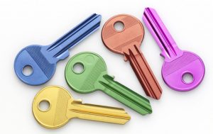 5 colored keys